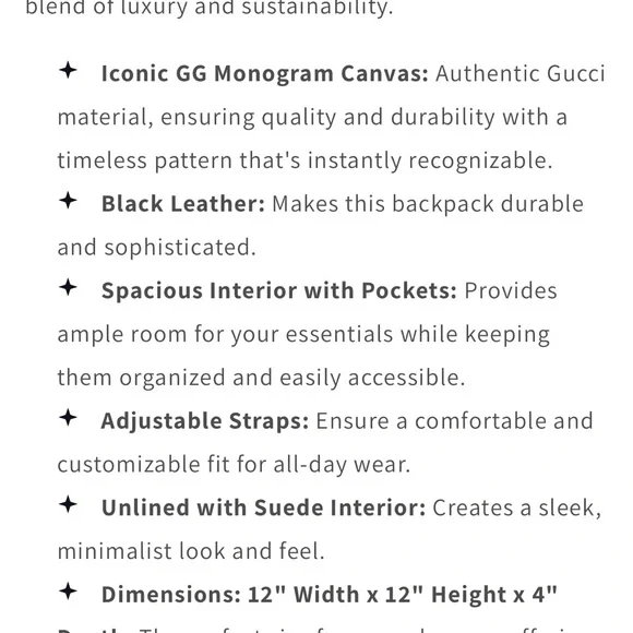 Gucci Black Leather Backpack with Monogram Stripe - Picture 9 of 9